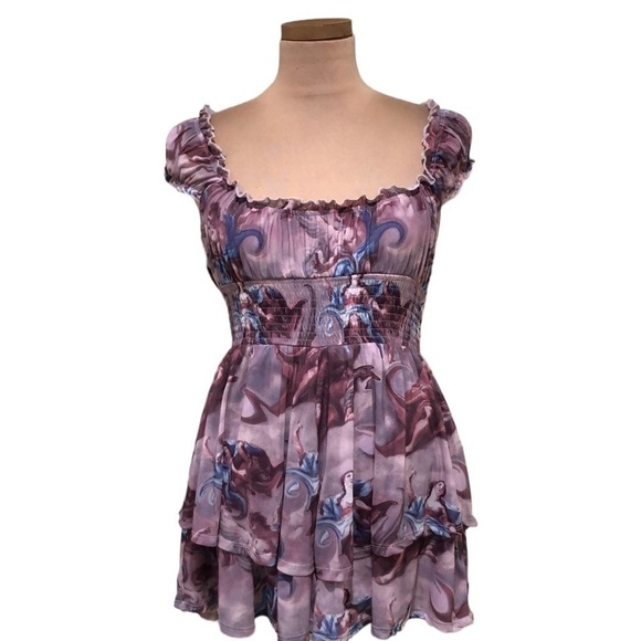 Urban Outfitters Romper Size Small Pastel Purple Renaissance Angel Print - Picture 1 of 11